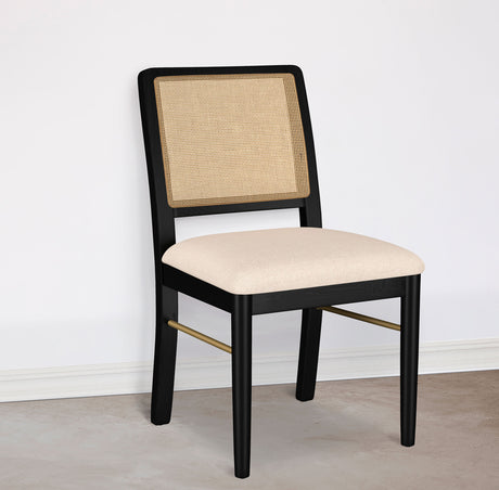 Arini Rattan Cane Dining Side Chair Black (Set of 2) - Tampa Furniture Outlet