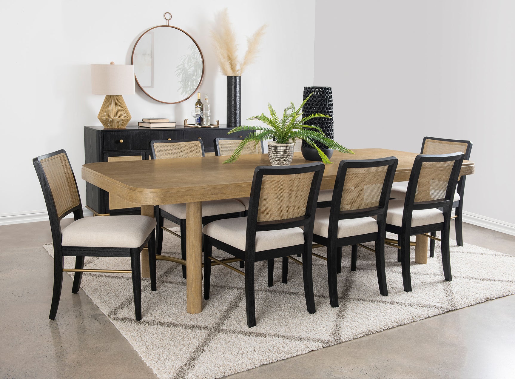 Arini Rattan Cane Dining Side Chair Black (Set of 2) - Tampa Furniture Outlet