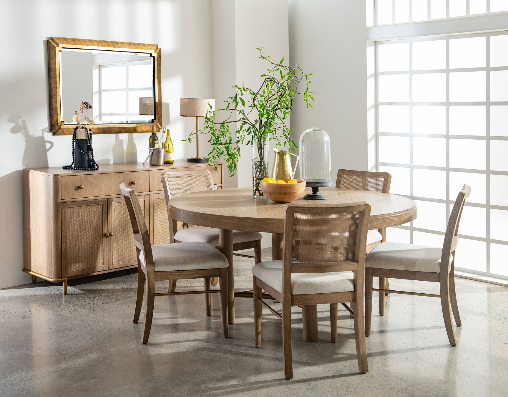 Arini Rattan Cane Dining Side Chair Sand Wash (Set of 2) - Tampa Furniture Outlet