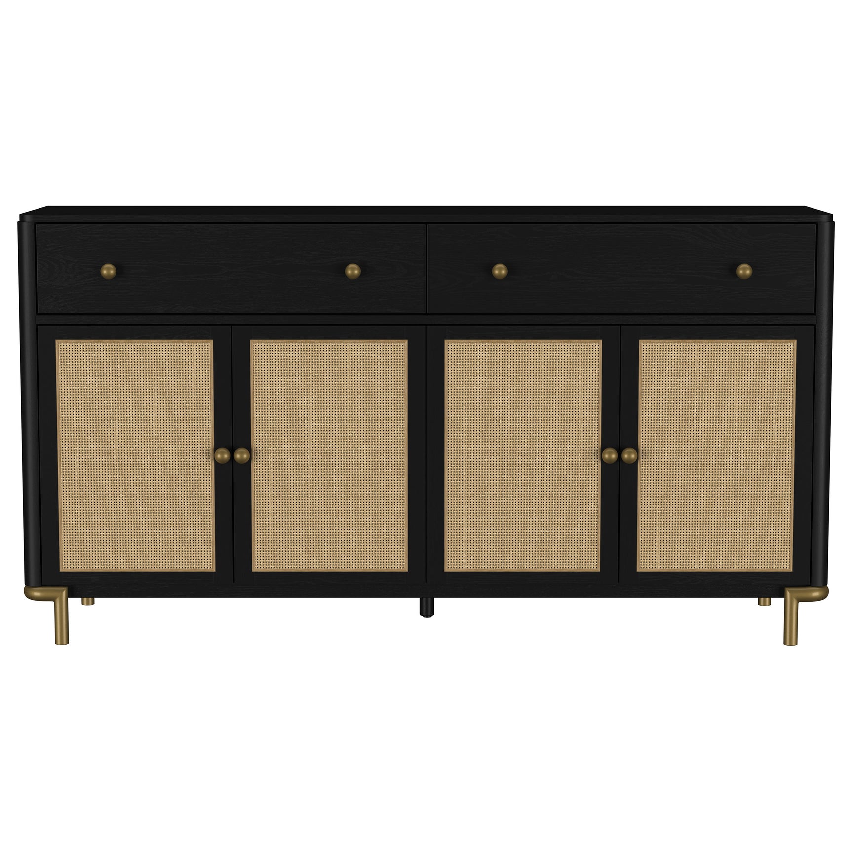 Arini 2-drawer Cane Door Dining Sideboard Server Black - Tampa Furniture Outlet