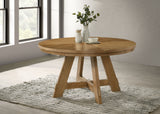 Danvers Round 54-inch Wood Dining Table Brown Oak - Tampa Furniture Outlet