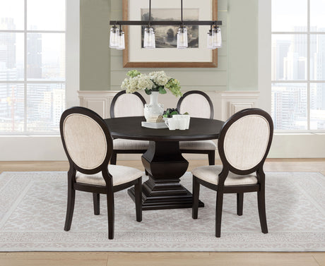 Tampa Furniture Outlet - Coaster - Twyla 5-piece Round Wood Dining Room Table Set Dark Cocoa - 109230-S5
