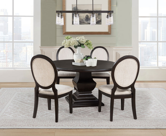 Tampa Furniture Outlet - Coaster - Twyla 5-piece Round Wood Dining Room Table Set Dark Cocoa - 109230-S5