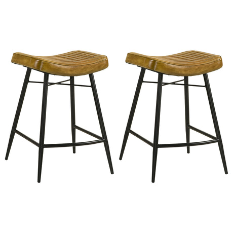 Tampa Furniture Outlet - Coaster - Bayu Leather Upholstered Counter Stool Camel (Set of 2) - 109248