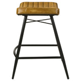 Bayu Leather Upholstered Counter Stool Camel (Set of 2) - Tampa Furniture Outlet