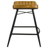 Bayu Leather Upholstered Counter Stool Camel (Set of 2) - Tampa Furniture Outlet