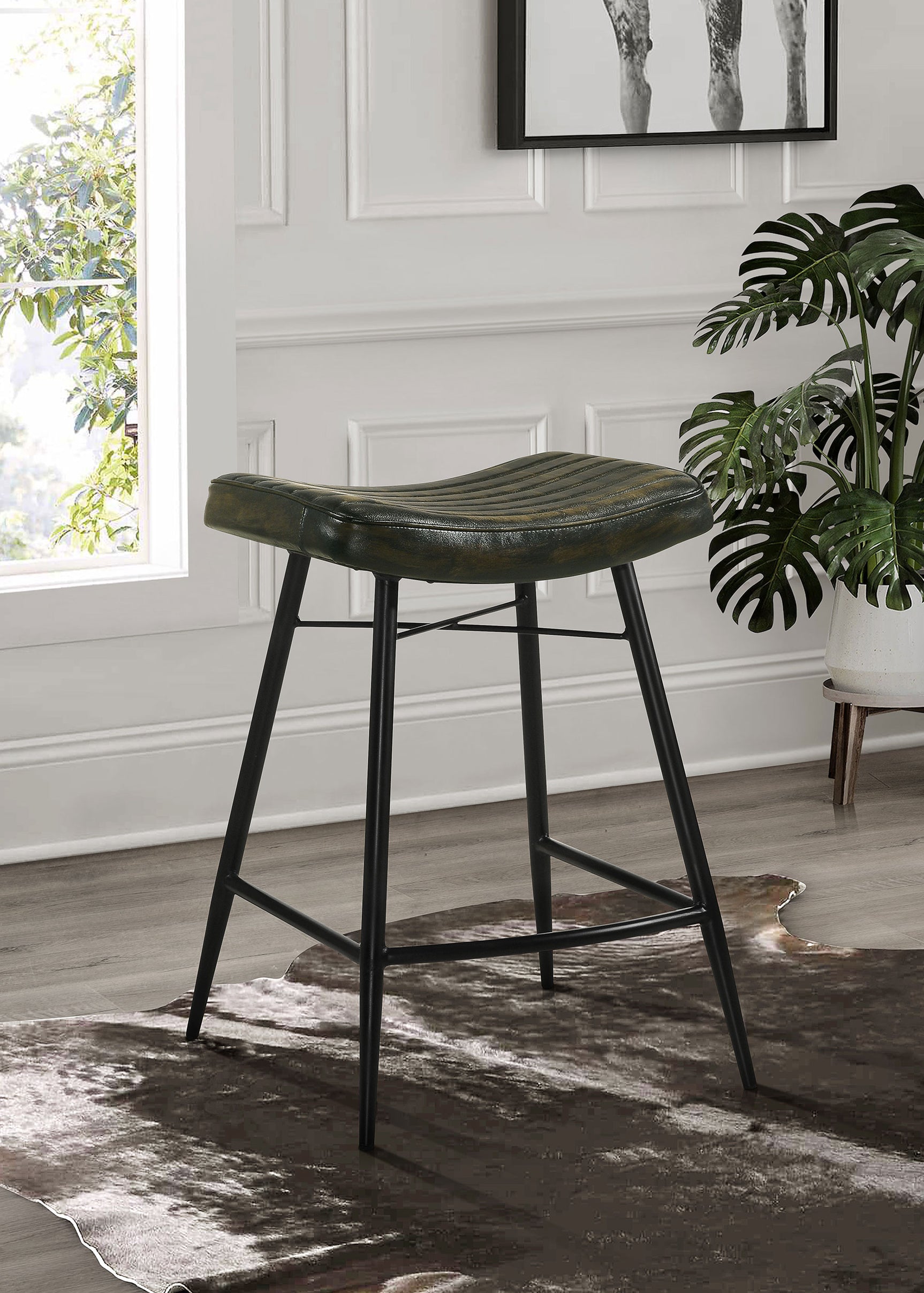 Bayu Leather Upholstered Counter Stool Espresso (Set of 2) - Tampa Furniture Outlet