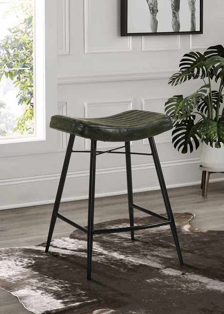 Bayu Leather Upholstered Counter Stool Espresso (Set of 2) - Tampa Furniture Outlet