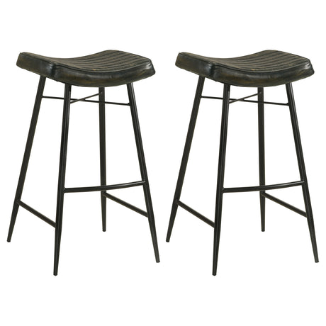 Tampa Furniture Outlet - Coaster - Bayu Leather Upholstered Bar Stool Espresso (Set of 2) - 109259