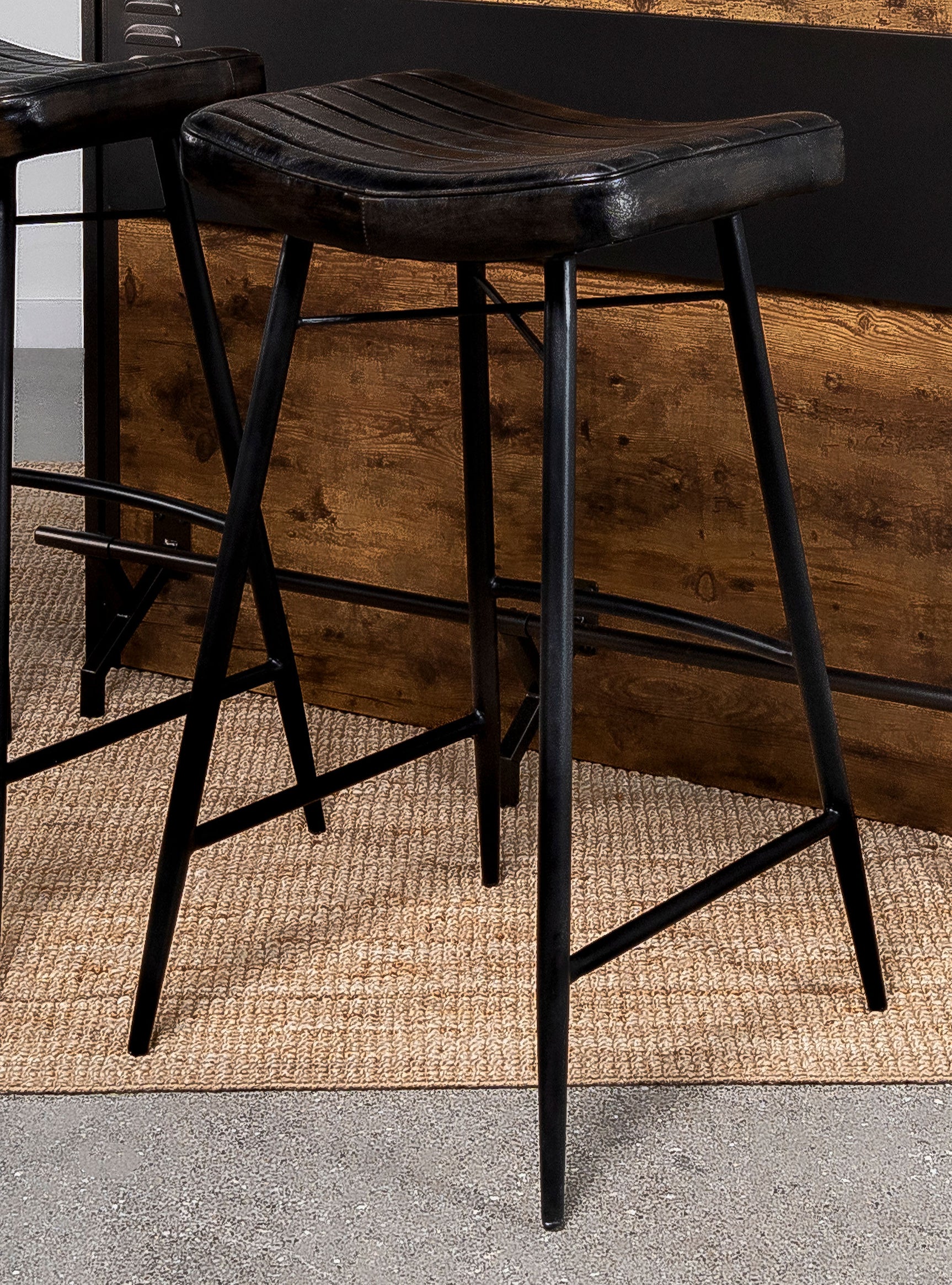 Bayu Leather Upholstered Bar Stool Espresso (Set of 2) - Tampa Furniture Outlet