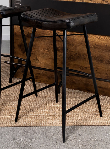 Bayu Leather Upholstered Bar Stool Espresso (Set of 2) - Tampa Furniture Outlet