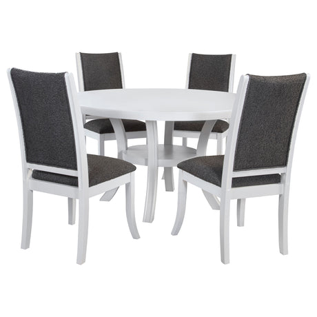 Judd 5-piece 54-inch Round Wood Dining Table Set Pearl White - Tampa Furniture Outlet