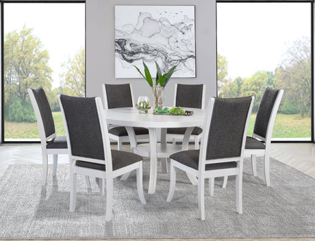 Tampa Furniture Outlet - Coaster - Judd 7-piece 54-inch Round Wood Dining Table Set Pearl White - 109330-S7