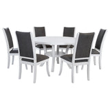 Judd 7-piece 54-inch Round Wood Dining Table Set Pearl White - Tampa Furniture Outlet
