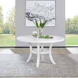 Judd 54-inch Round Dining Wood Table with Shelf Pearl White - Tampa Furniture Outlet
