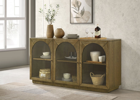 Castlewood 71-inch Dining Sideboard Buffet Server Brown Oak - Tampa Furniture Outlet