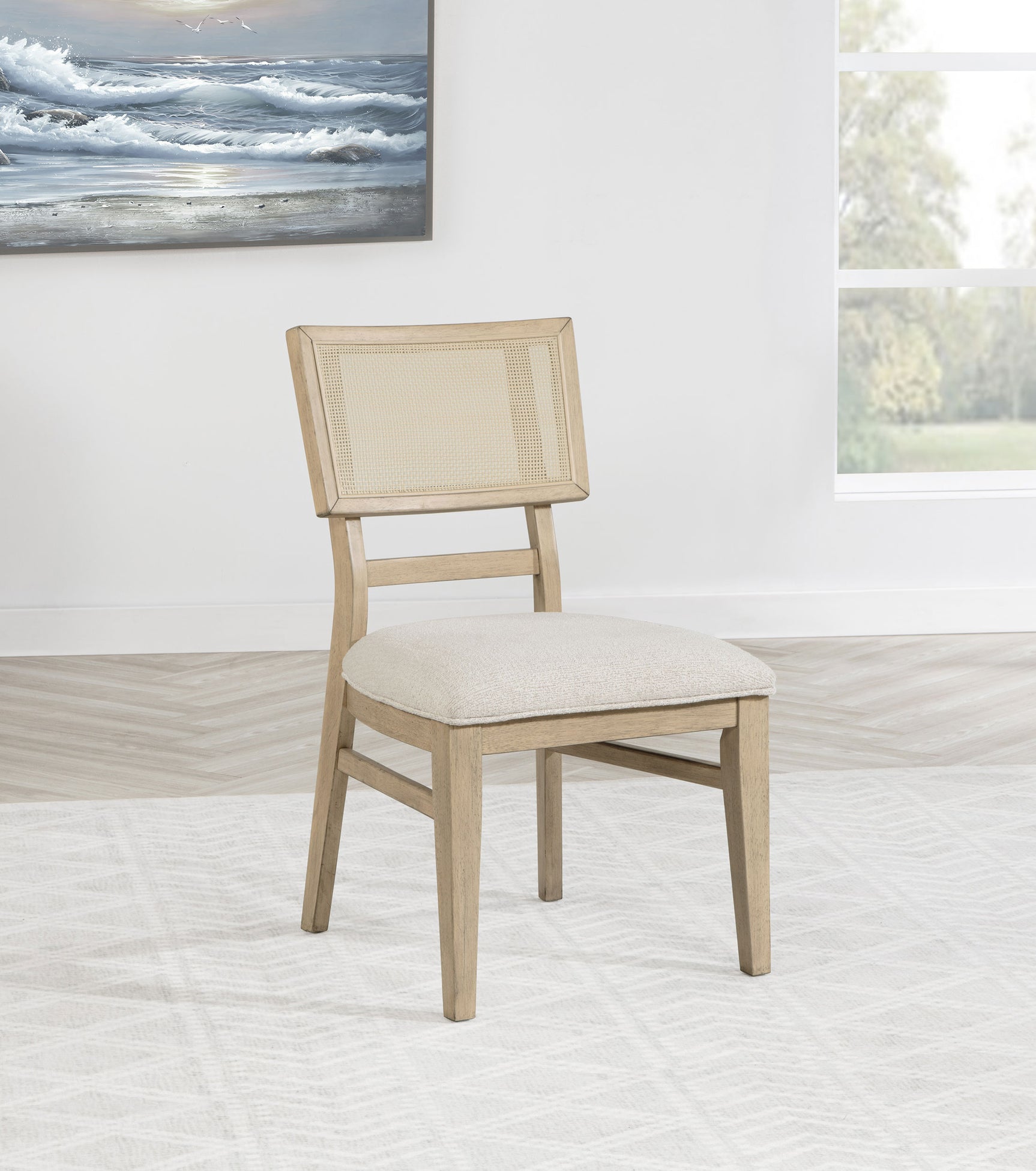 Kailani Rattan Cane Dining Side Chair Beige Oak (Set of 2) - Tampa Furniture Outlet