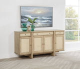Kailani 4-door Cane Sideboard Buffet Cabinet Beige Oak - Tampa Furniture Outlet