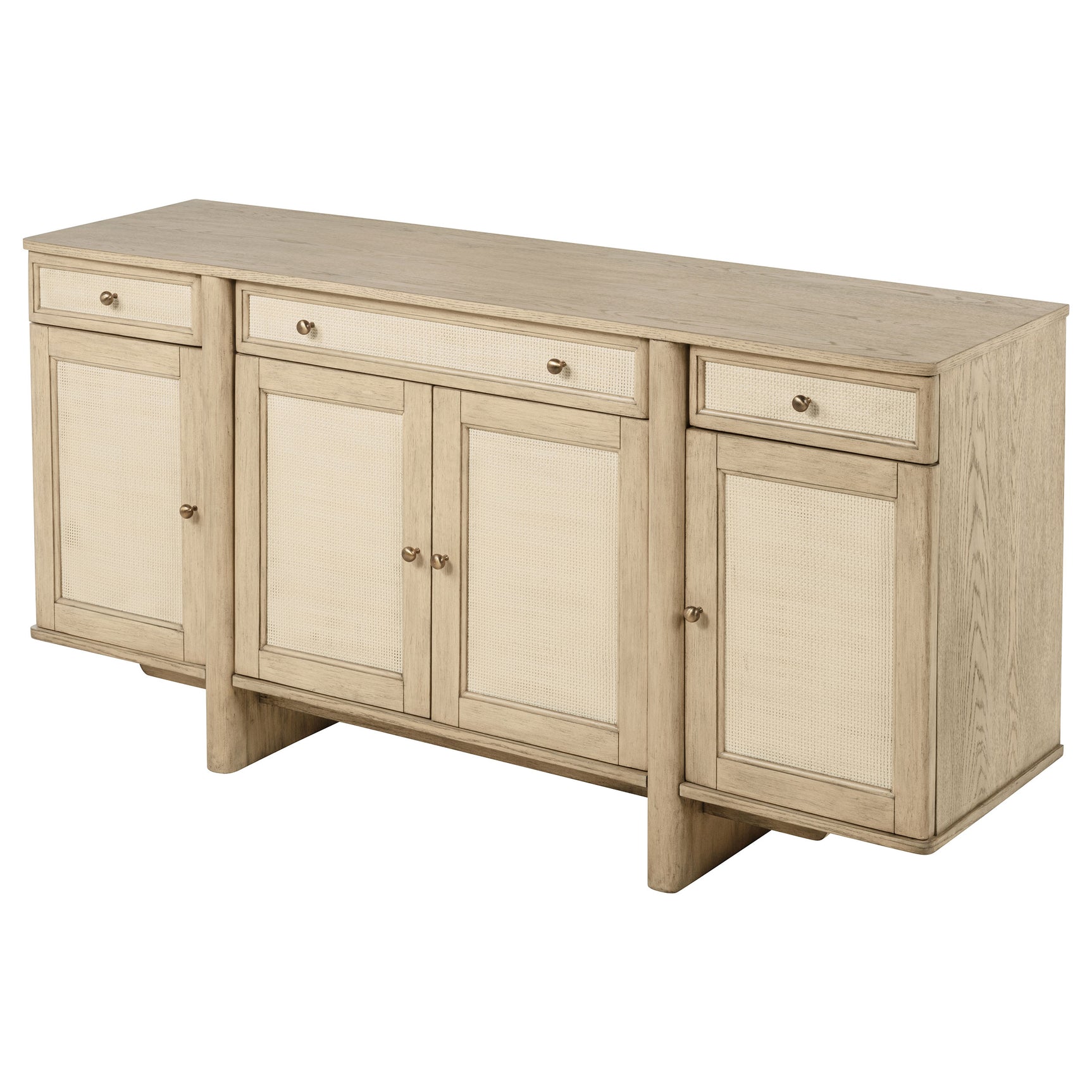 Kailani 4-door Cane Sideboard Buffet Cabinet Beige Oak - Tampa Furniture Outlet