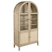 Tampa Furniture Outlet - Coaster - Kailani 4-Door Cane Dining Vitrine Display Cabinet Beige Oak - 109386