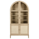 Kailani 4-Door Cane Dining Vitrine Display Cabinet Beige Oak - Tampa Furniture Outlet