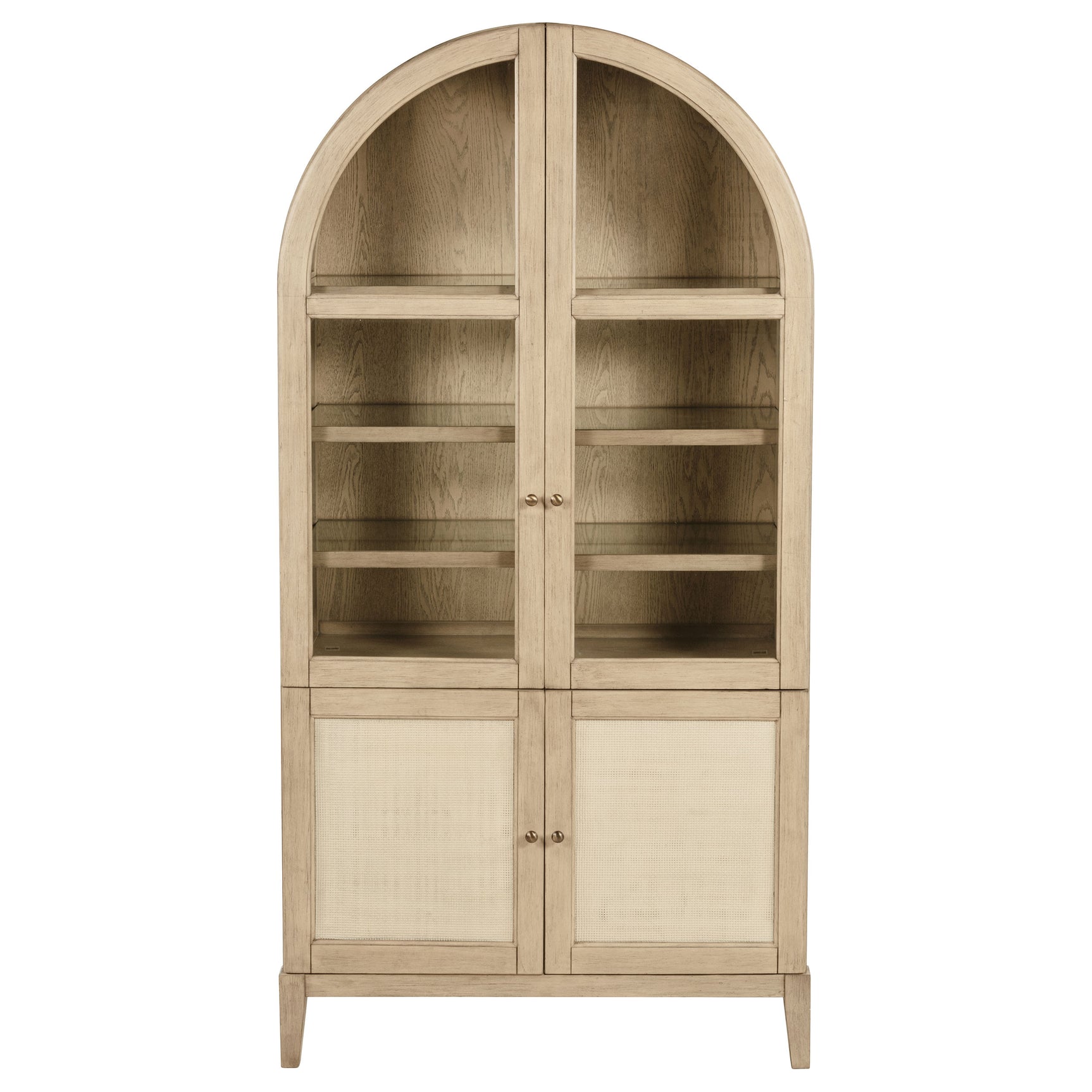 Kailani 4-Door Cane Dining Vitrine Display Cabinet Beige Oak - Tampa Furniture Outlet