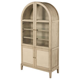 Kailani 4-Door Cane Dining Vitrine Display Cabinet Beige Oak - Tampa Furniture Outlet