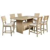 Kailani 7-piece Wood Counter Height Dining Set Beige Oak - Tampa Furniture Outlet