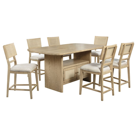 Kailani 7-piece Wood Counter Height Dining Set Beige Oak - Tampa Furniture Outlet