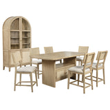 Kailani 8-piece Counter Dining Set with Cabinet Beige Oak - Tampa Furniture Outlet