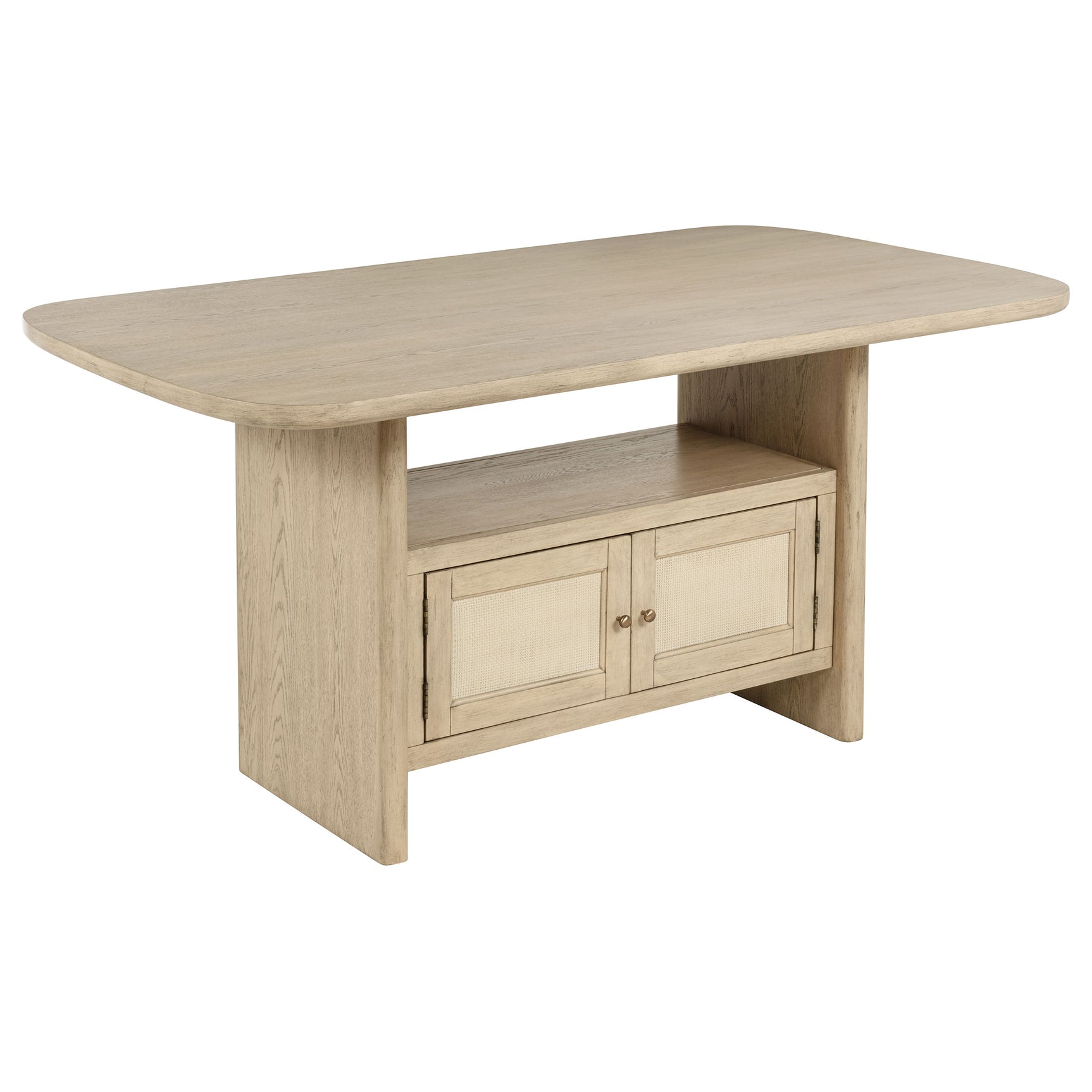 Kailani 8-piece Counter Dining Set with Cabinet Beige Oak - Tampa Furniture Outlet