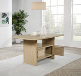 Kailani Cane Counter Height Storage Dining Table Beige Oak - Tampa Furniture Outlet