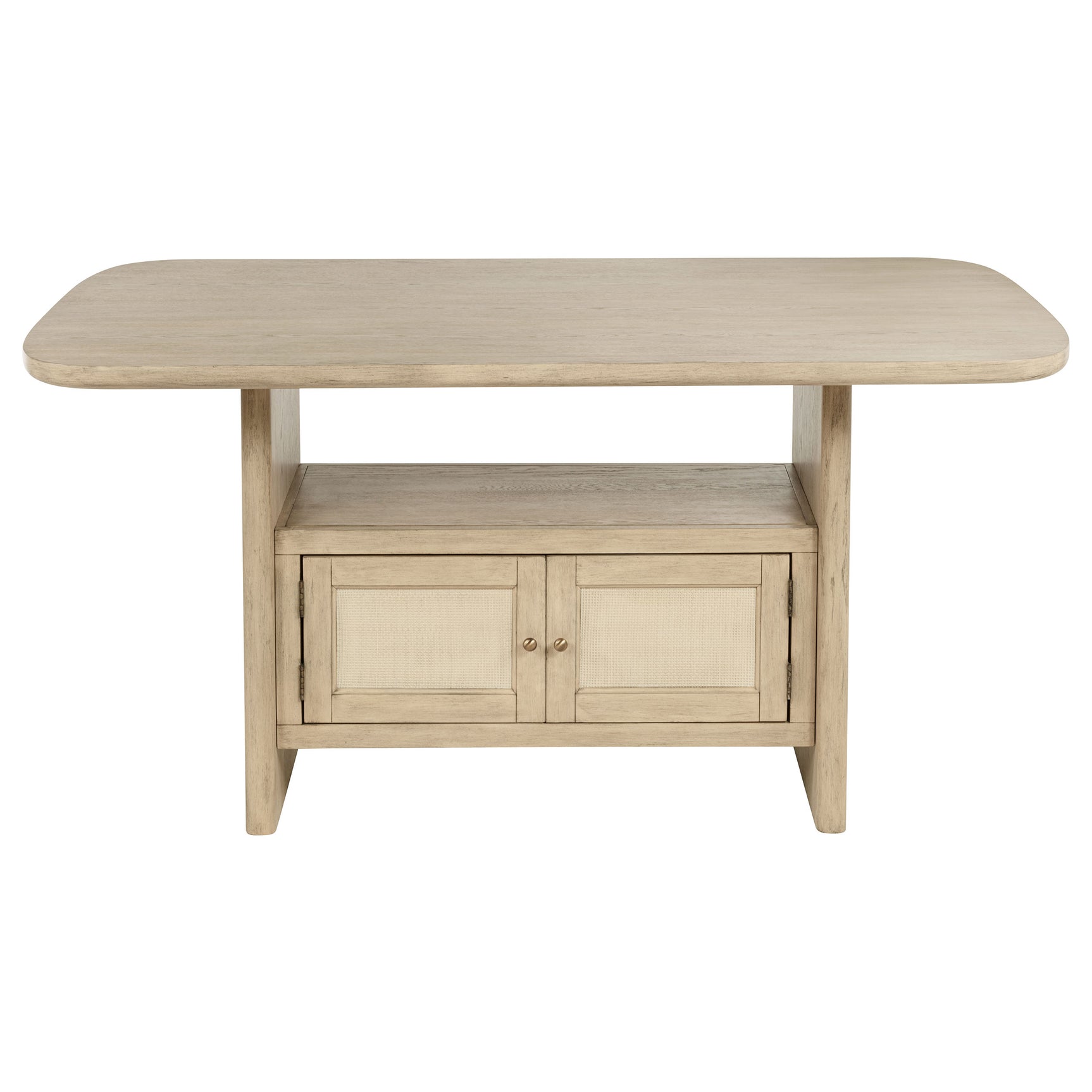 Kailani Cane Counter Height Storage Dining Table Beige Oak - Tampa Furniture Outlet