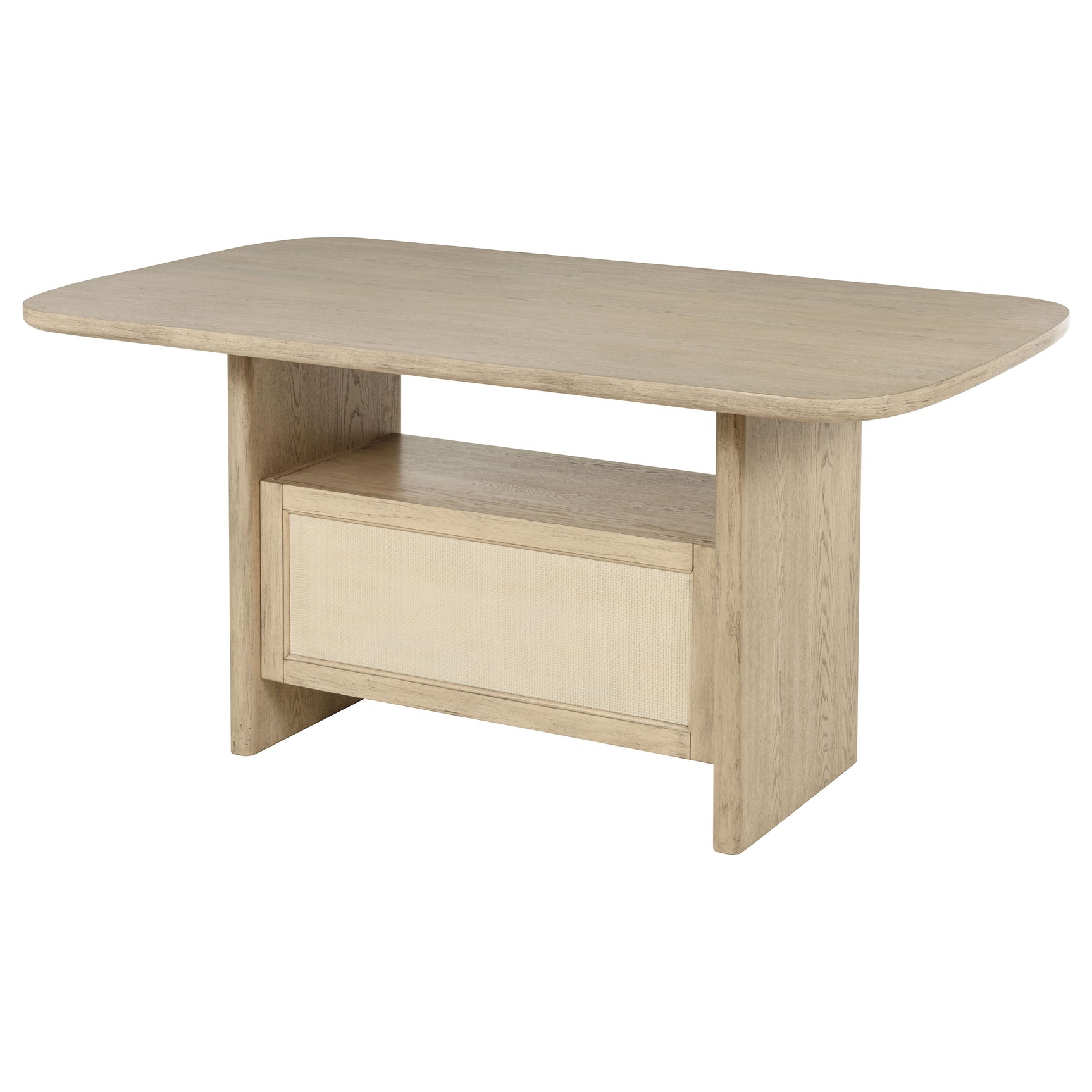 Kailani Cane Counter Height Storage Dining Table Beige Oak - Tampa Furniture Outlet