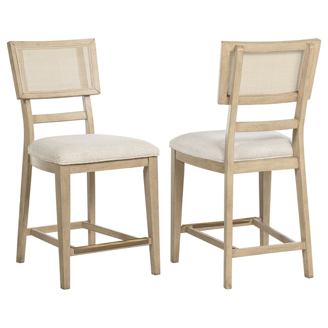 Tampa Furniture Outlet - Coaster - Kailani Rattan Cane Counter Side Chair Beige Oak (Set of 2) - 109389