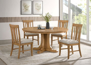 Tampa Furniture Outlet - Coaster - Hartville 5-piece Round Dining Table Set Natural Light Brown - 109460-S5