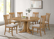 Tampa Furniture Outlet - Coaster - Hartville 7-piece Round Dining Table Set Natural Light Brown - 109460-S7