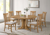 Tampa Furniture Outlet - Coaster - Hartville 7-piece Round Dining Table Set Natural Light Brown - 109460-S7