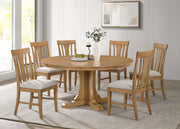 Tampa Furniture Outlet - Coaster - Hartville 7-piece Round Dining Table Set Natural Light Brown - 109460-S7
