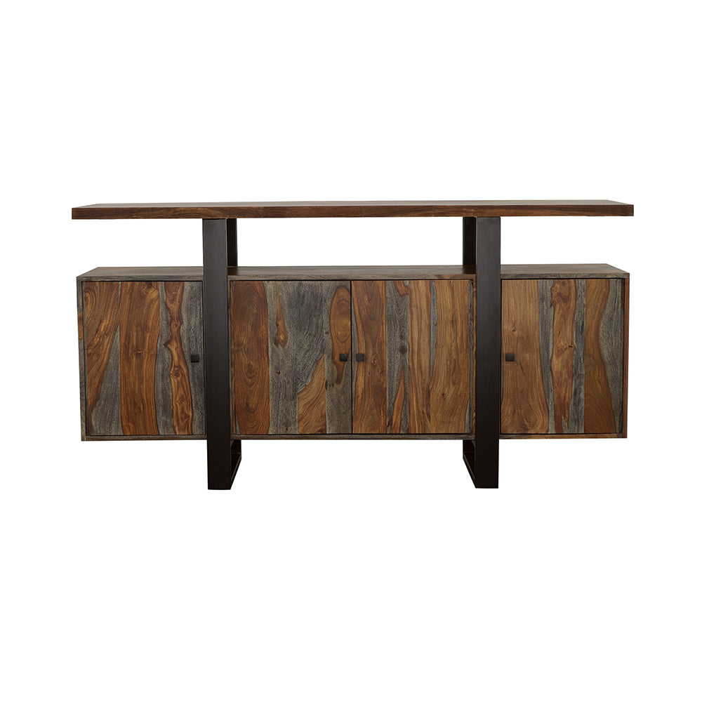 Ditman 4-door Solid Wood Sideboard Buffet Grey Sheesham - Tampa Furniture Outlet