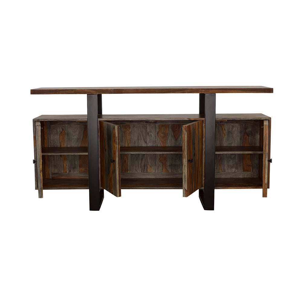 Ditman 4-door Solid Wood Sideboard Buffet Grey Sheesham - Tampa Furniture Outlet