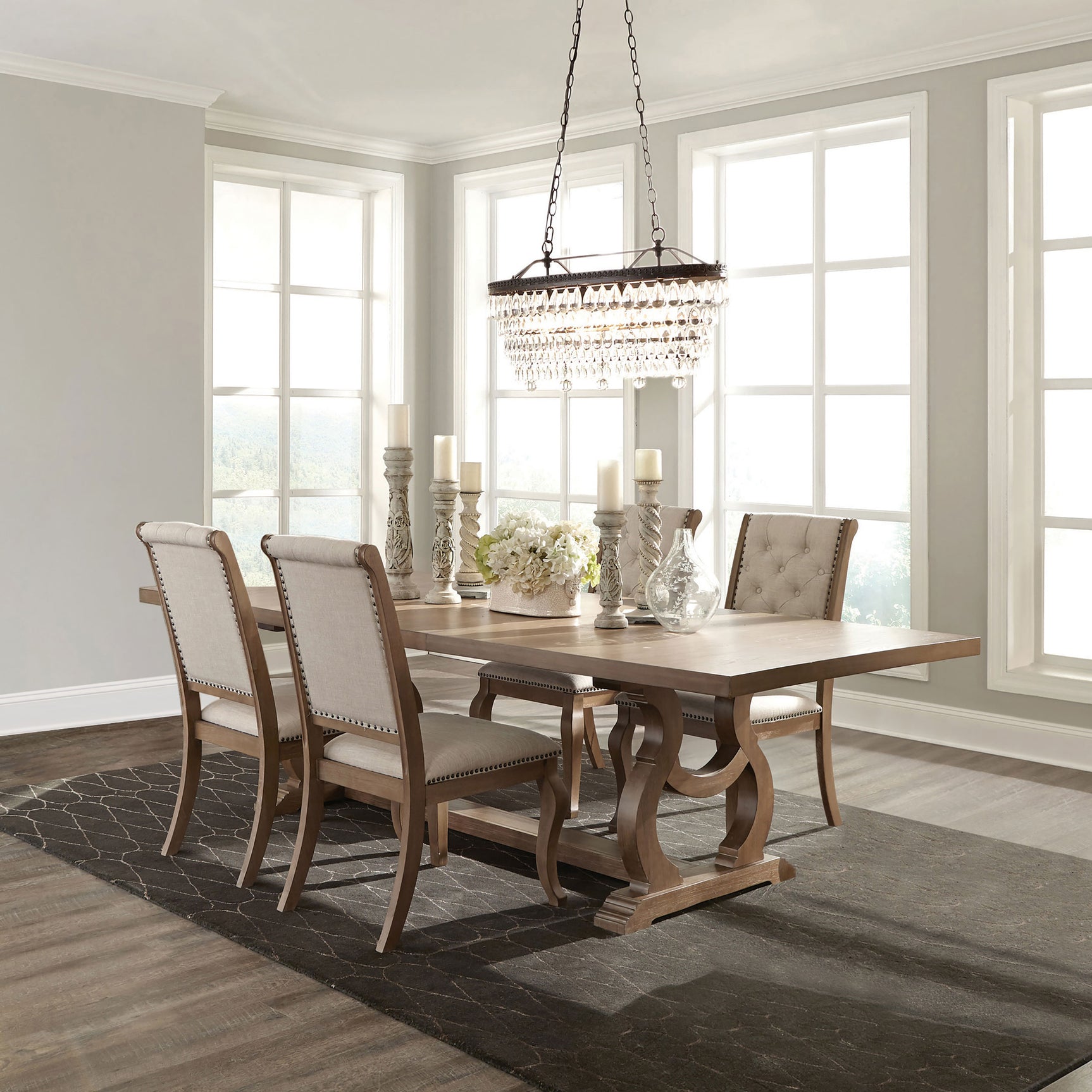 Tampa Furniture Outlet - Coaster - Brockway 5-piece Extension Leaf Dining Set Barley Brown - 110291-S5