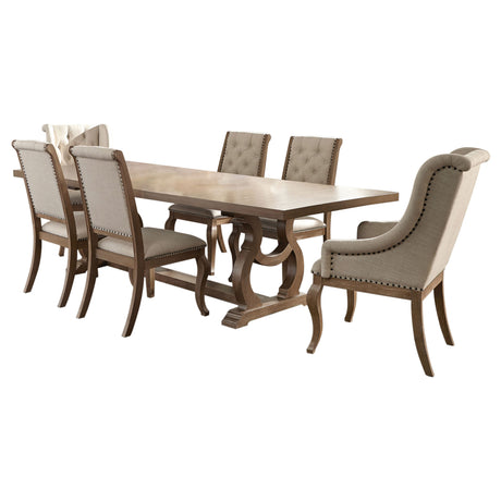 Brockway 7-piece Extension Leaf Dining Set Barley Brown - Tampa Furniture Outlet