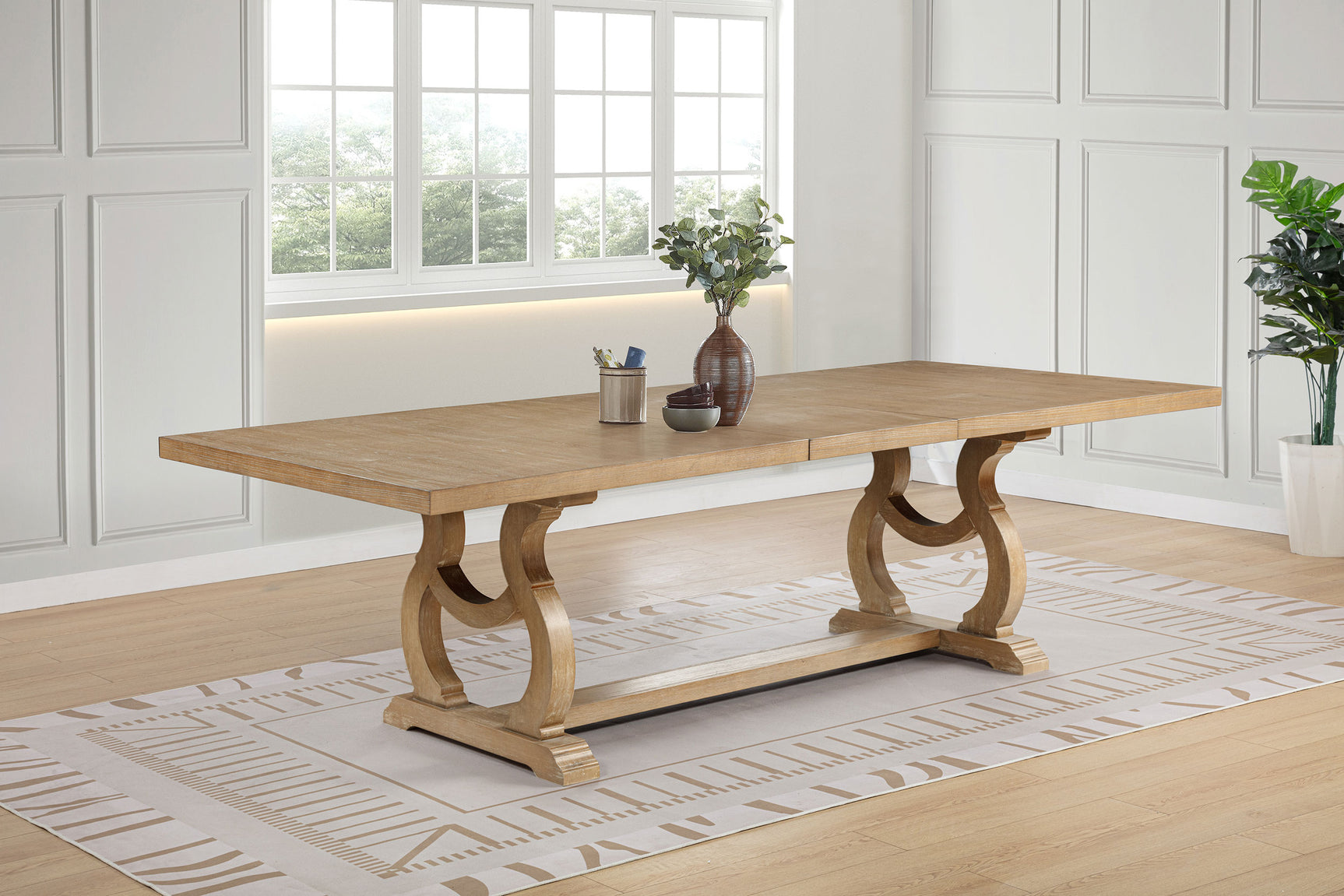 Brockway 104-inch Extension Leaf Dining Table Barley Brown - Tampa Furniture Outlet