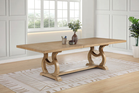 Brockway 104-inch Extension Leaf Dining Table Barley Brown - Tampa Furniture Outlet