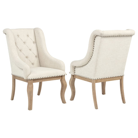 Tampa Furniture Outlet - Coaster - Brockway Upholstered Arm Chair Barley Brown (Set of 2) - 110293