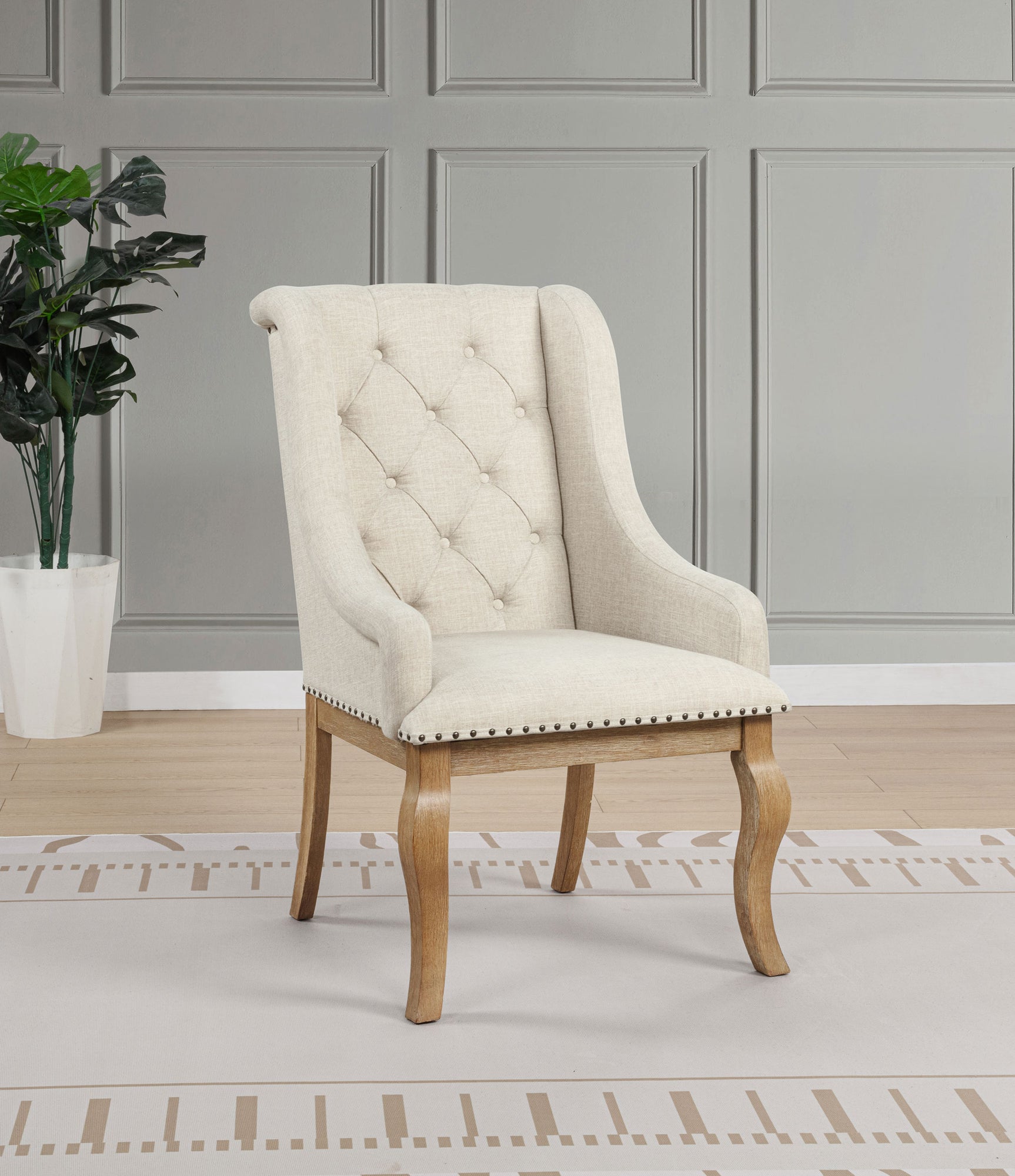 Brockway Upholstered Arm Chair Barley Brown (Set of 2) - Tampa Furniture Outlet