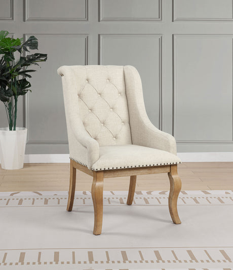 Brockway Upholstered Arm Chair Barley Brown (Set of 2) - Tampa Furniture Outlet