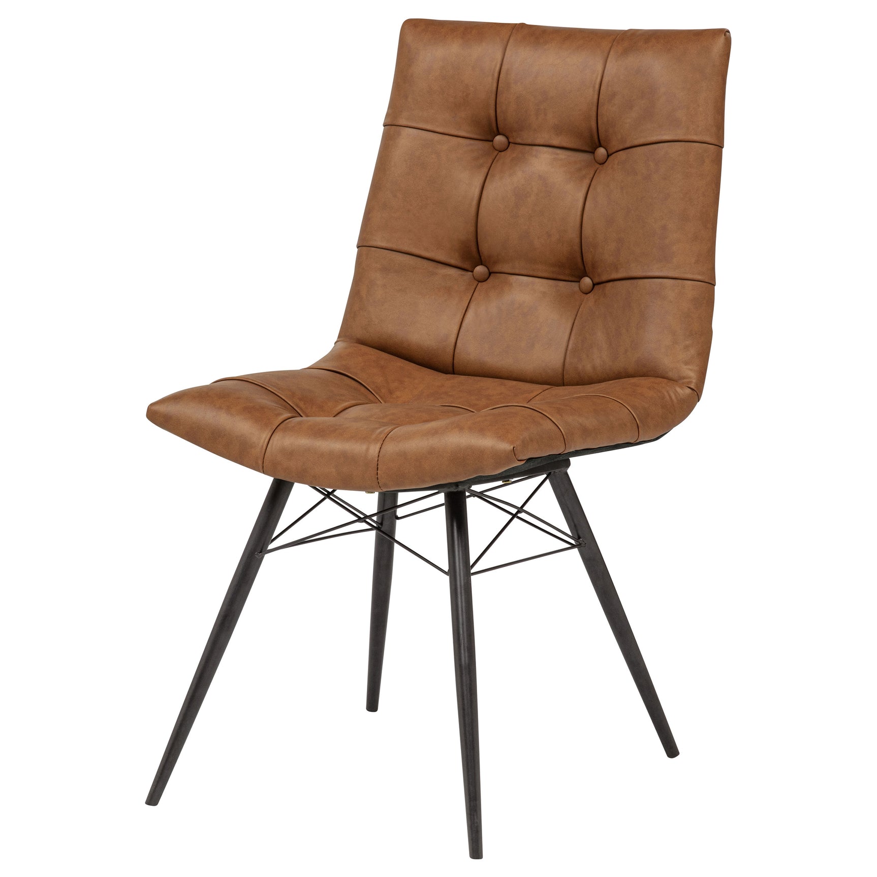 Aiken Faux Leather Upholstered Dining Side Chair Saddle Brown (Set of 4)