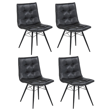 Tampa Furniture Outlet - Coaster - Aiken Faux Leather Upholstered Dining Side Chair Charcoal Grey (Set of 4) - 110302
